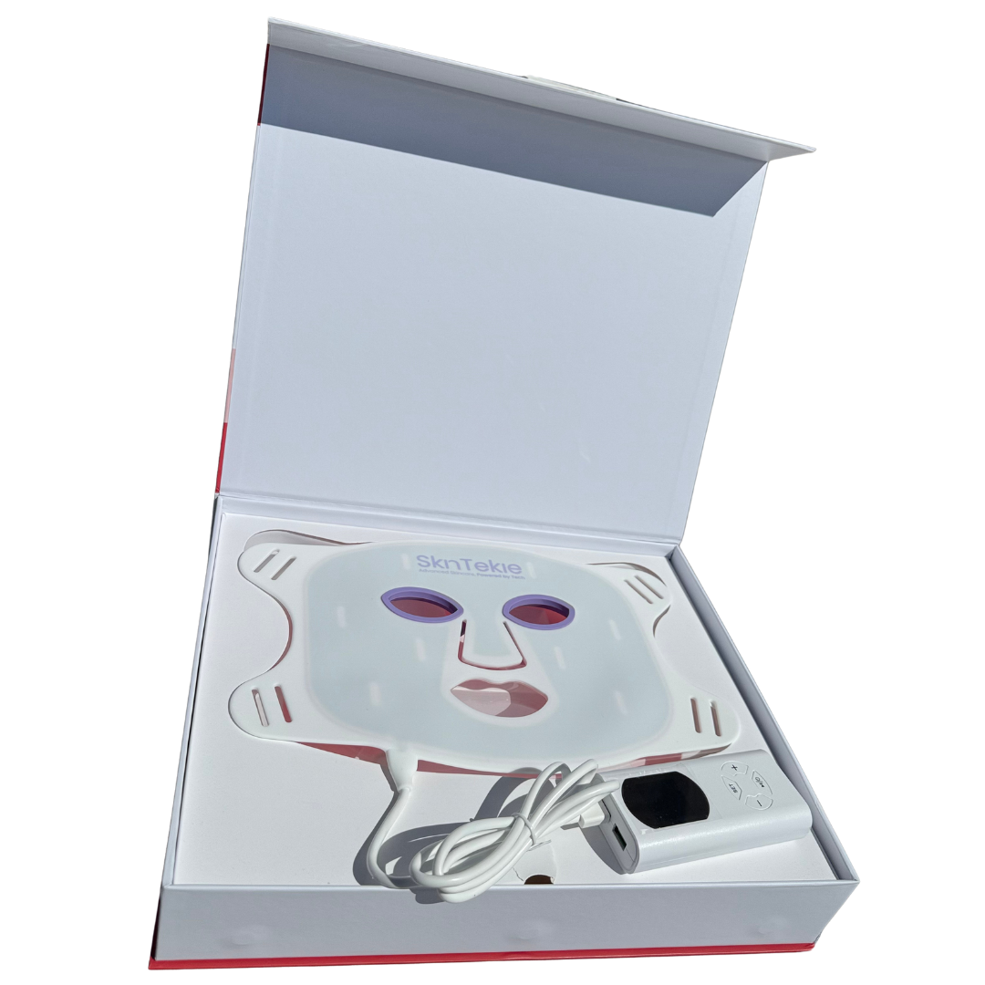 Skintekie LED Face Mask packaging box with FDA-cleared skincare device